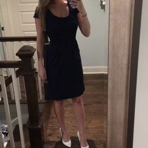 Knee length navy work dress